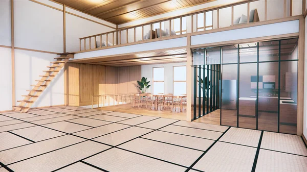 Interieur Japanischen Stil Ersten Stock Eines Zweistöckigen Hauses Rendering — Stockfoto