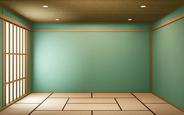 Prázdná Mátová Místnost Dřevěné Podlahy Interiéru Vykreslování — Stock fotografie