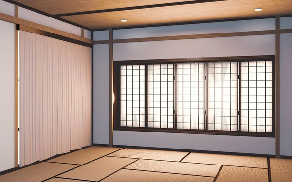 Ideia Branco Quarto Vazio Japão Design Interiores Renderização — Fotografia de Stock