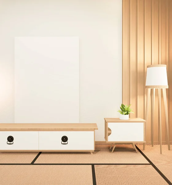 cabinet in japanese living room on white wall background,3d rendering