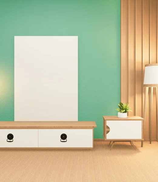 Cabinet Japanese Living Room White Wall Background Rendering — Stock Photo, Image