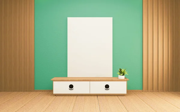 cabinet in japanese living room on white wall background,3d rendering