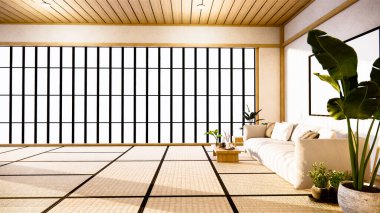 Japonya 'da Japon koltuğu ve beyaz 3D görüntüleme.