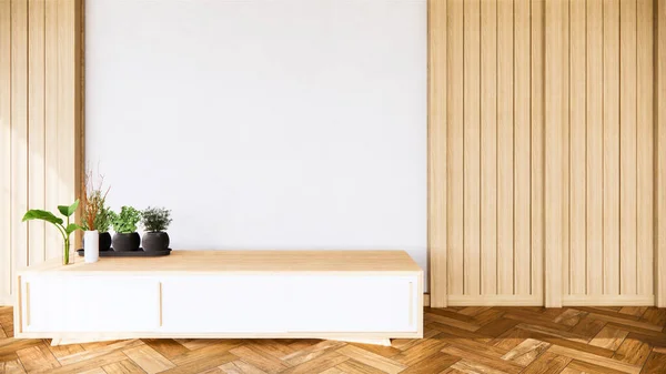 Intérieur Pièce Tropicale Avec Armoire Plantes Décoration Rendu — Photo