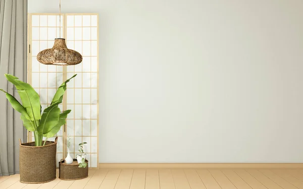 Pflanzen Dekoration Auf Leeren Raum Interieur Mit Holzboden Rendering — Stockfoto