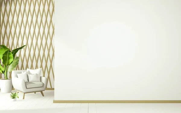 Salon Zen Tropical Blanc Design Intérieur Maquette Chambre Japon Style — Photo