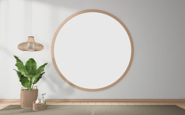 Japon iç dizaynı 3D tropikal oda için daire çizimi