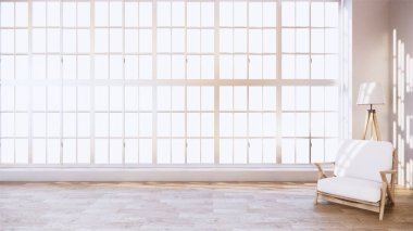 Pencereden süzülen 3D ışıklı küçük bir kanepe.