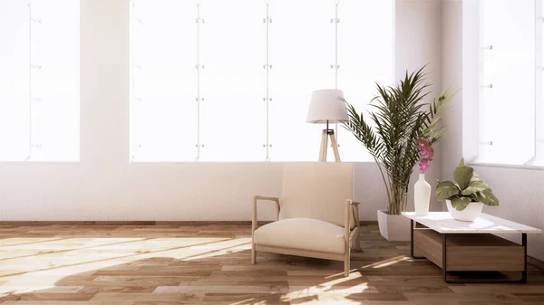 Decoração Sala Estilo Japonês Combinado Com Poltrona Style Moderno Plantas — Fotografia de Stock