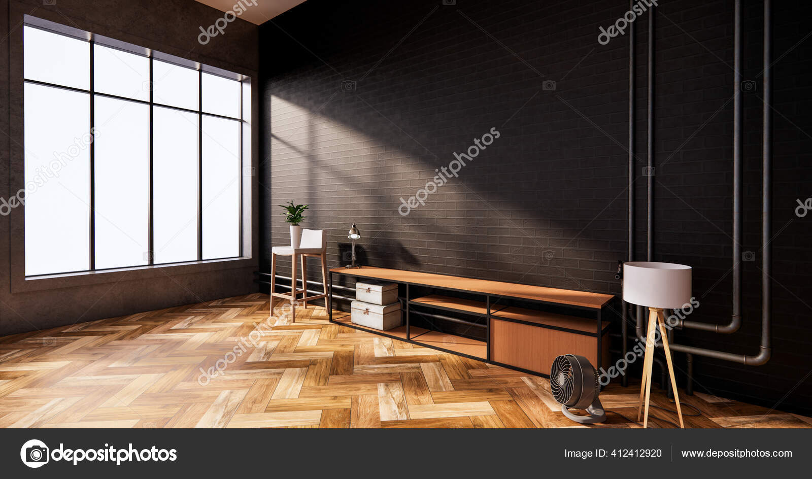 Black Brick Wall Living Room Baci Living Room