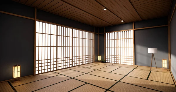 Diseño Interior Japón Color Azul Oscuro Sala Estar Moderna Ilustración — Foto de Stock