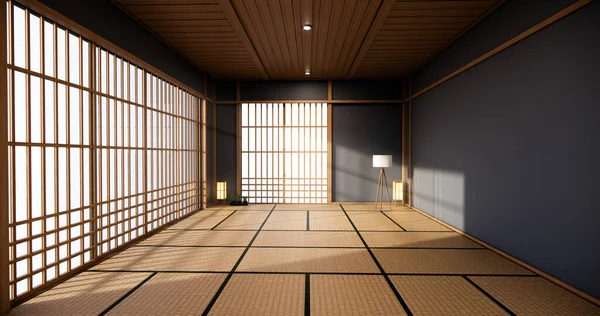 Colore Blu Scuro Giappone Interior Design Soggiorno Moderno Illustrazione Rendering — Foto Stock