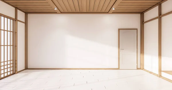 Desain Interiornya Bergaya Asia Ruang Tamu Modern Putih Ilustrasi Render — Stok Foto