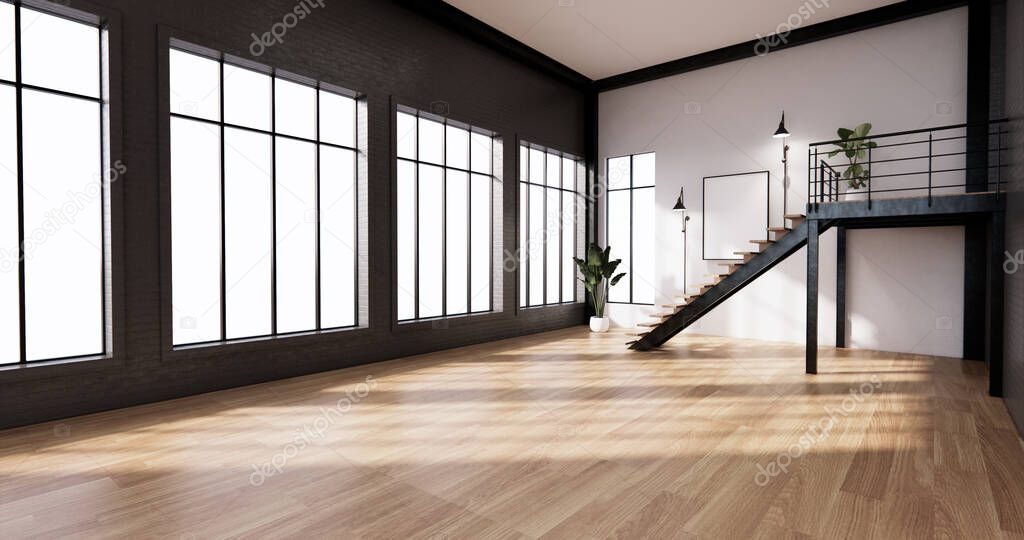 The interior ,Modern loft style living interior design. 3d rendering
