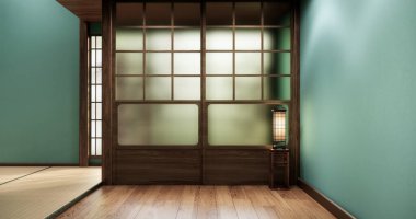 Büyük oda çok Lüks zen tarzı, Japon tarzı, boş nane odası özel olarak tasarlanmış kadar Mock. 3d render