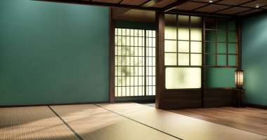 Büyük oda çok Lüks zen tarzı, Japon tarzı, boş nane odası özel olarak tasarlanmış kadar Mock. 3d render