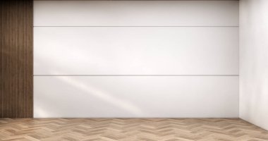 İskandinav boş odası Japon hissine sahip olmak için tasarlandı modern japandi oda 3D görüntüleme