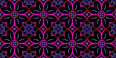 Farklı renklerde kesintisiz sonsuz tekrarlanan çok renkli parlak süs