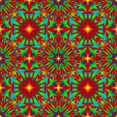 Toplam arkaplanda farklı renklerin kusursuz ve sonsuz tekrarlanan parlak süslemesi