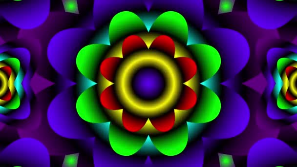 Modelos Sequência Caleidoscópio Multicoloridos Gráficos Movimento Abstratos Animação Fractal Belo — Vídeo de Stock
