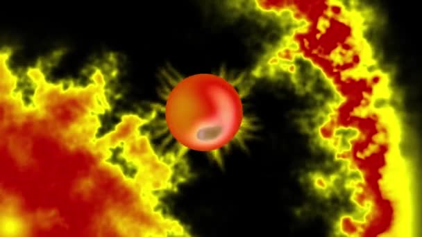 Uma Esfera Luminosa Vermelha Amarela Dos Desenhos Animados Que Emite — Vídeo de Stock