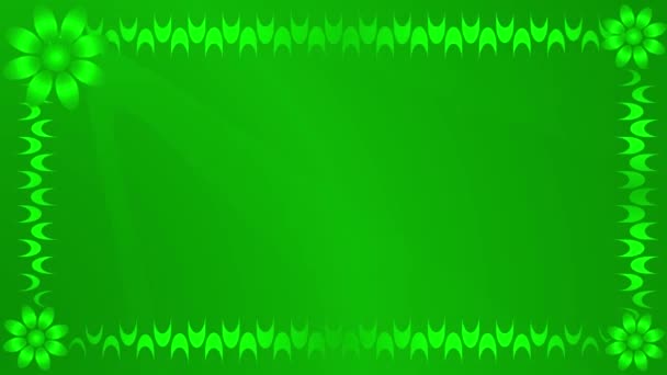 框架在运动与花卉和括号 绿色背景的绿色 移动的光束 — 图库视频影像