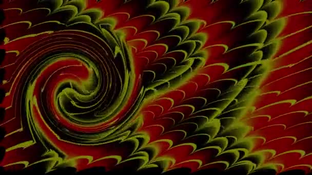 Pirosak Sárgák Feketék Örvénylő Mintái Absztrakt Mozgókép Fraktális Animáció Gyönyörű — Stock videók