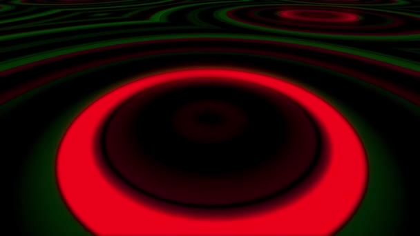 Fraktale Kreise Roter Und Grüner Schattierungen Entwickeln Sich Vor Dunklem — Stockvideo