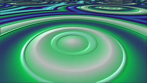 Vagues Circulaires Nuances Gris Vert Bleu Divergent Travers Liquide Perspective — Video