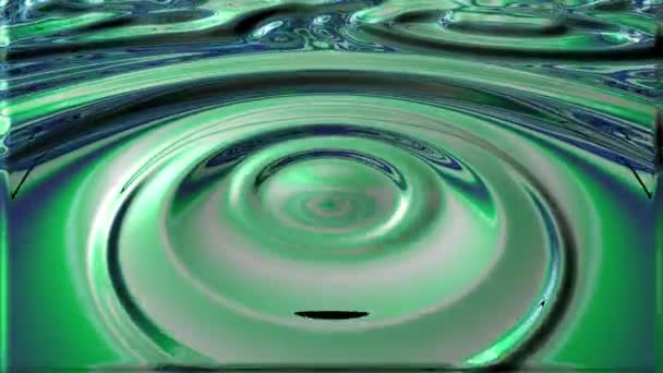 Ondas Circulares Tons Cinza Verde Azul Divergem Através Líquido Perspectiva — Vídeo de Stock