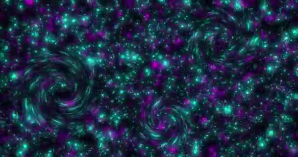 Мерцающие Светящиеся Звезды Синего Фиолетового Оттенков Движутся Зрителю Вращением — стоковое видео