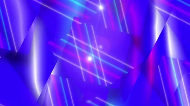 Отражения Света Фоне Вращающихся Фиолетовых Прямоугольников Красочными Полосами — стоковое видео