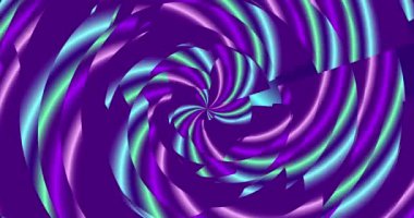 Mor, mavi, yeşil ve lavantanın spiral fraktalı saat yönünde dönerek çerçevenin merkezine doğru hareket eder.