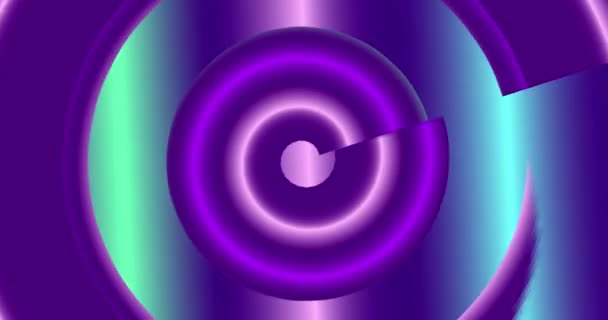 蓝色和淡紫色阴影的分形圆圈消失在离构图中心很远的地方 — 图库视频影像