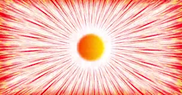 Stylized Image Sun Rotates Counterclockwise Rays Red Yellow Tones Emanate — Stock Video