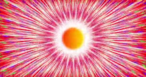 Stylized Image Sun Rotates Counterclockwise Rays Red Tones Multi Colored — Stock Video