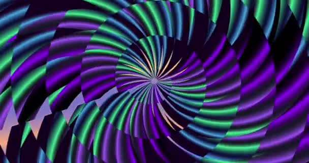 Una Espiral Fractal Púrpura Azul Verde Lavanda Desvanece Distancia Hacia — Vídeo de stock