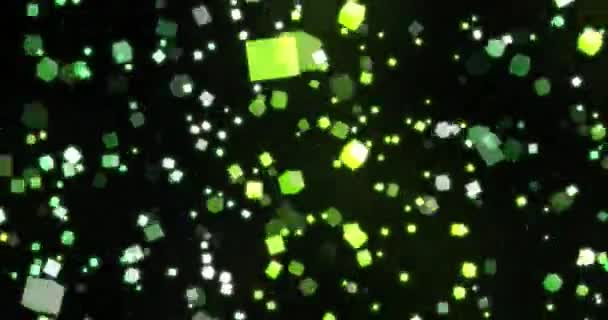 Кубики Лимонних Відтінків Літають Здалеку Темному Тлі Глядача — стокове відео