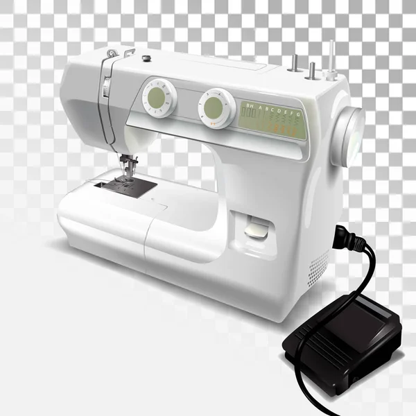 Electric Modern Sewing Machine Home White Background Vector Illustration — Stock Vector