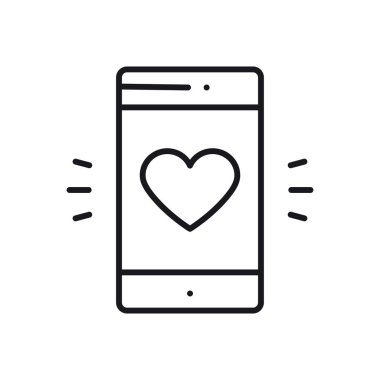 Smartphone ile kalp emoji mesaj ekran satırı simgesi üzerinde. İtiraf işareti ve sembol gibi seviyorum. Smartphone cep telefonu sms mesaj Tema mesajlaşma ilişki tatil romantik aşk.