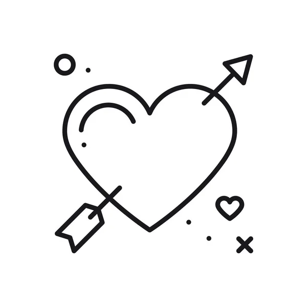 Línea de amor flecha corazón icono. Feliz San Valentín signo y símbolo. Amor, pareja, relación, citas, boda, día de fiesta, tema romántico del tatuaje del amor . — Vector de stock