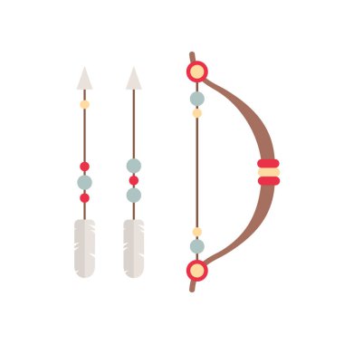 Dekoratif ok ve yay. Etnik kabile okçuluk Set.