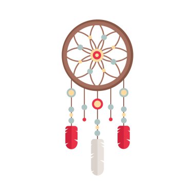 Değerli taşlar ve tüyleri ile düş kapanı. Etnik kabile Boho Dream Catcher tılsım.