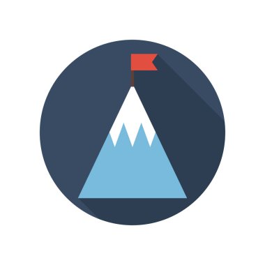 Bayrak düz simgesi ile dağın tepesine. Hedef iş elde.