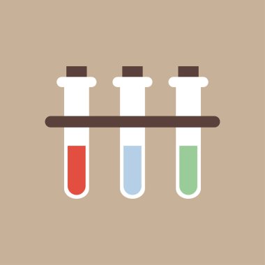 Kimya simgesi. Tüp sıvı tepki laboratuvar şişe bilim tema. İşareti ve sembolü.