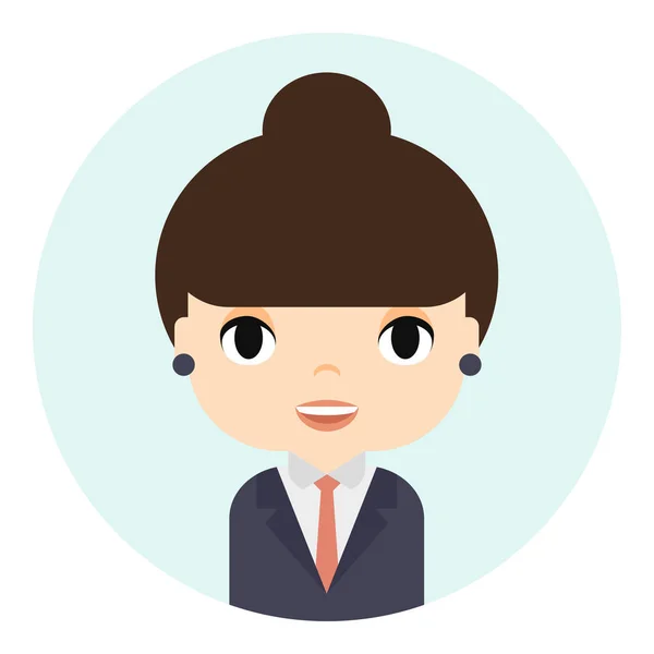 Woman Avatar with Smiling face. Female Cartoon Character. Businesswoman. Beautiful People Icon. Office Worker. — Stock Vector