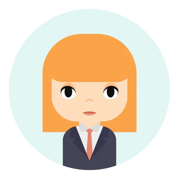 Woman Avatar with Smiling face. Female Cartoon Character. Businesswoman. Beautiful Ginger People Icon. Office Worker. — Stock Vector