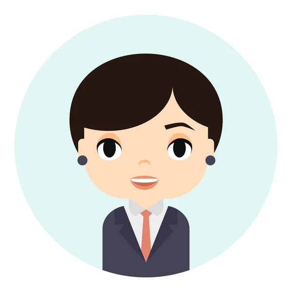 Woman Avatar with Smiling face. Female Cartoon Character. Businesswoman. Beautiful People Icon. Office Worker. — Stock Vector