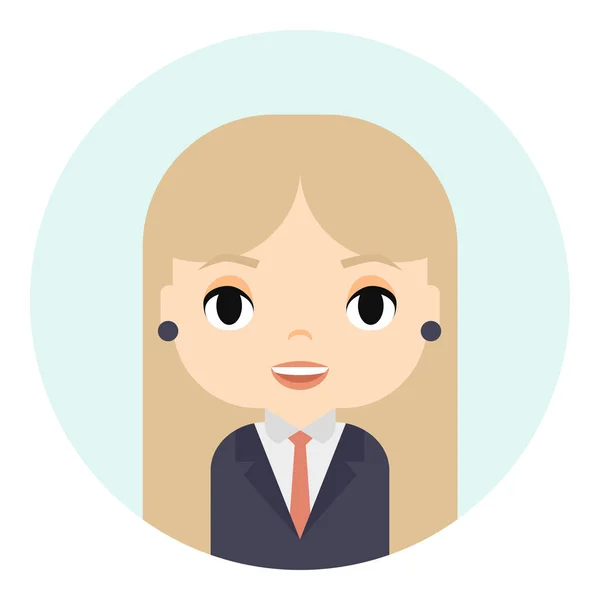 Woman Avatar with Smiling face. Female Cartoon Character. Businesswoman. Beautiful People Icon. Office Worker. — Stock Vector