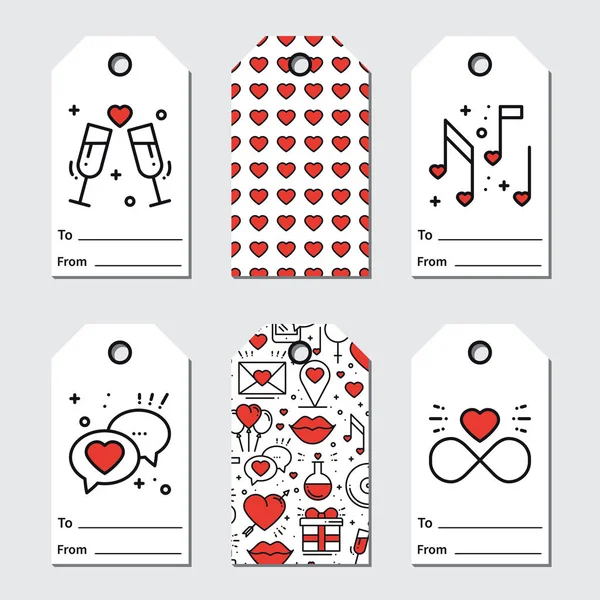 Étiquettes cadeaux Saint-Valentin. Collection d'étiquettes imprimables. Amour, romantique, thème du mariage. Label vacances . — Image vectorielle